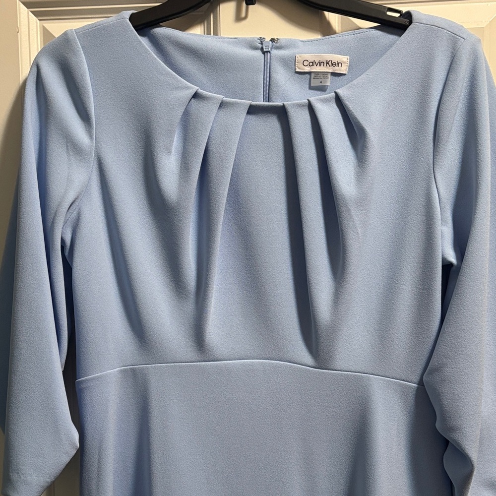 Calvin Klein Sky Blue Pleated Dress